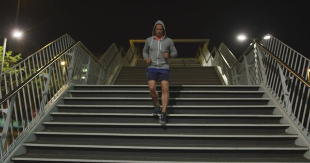 Man Running Downstairs at Night - Download Free Stock Images Pikwizard.com