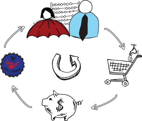 Transparent Circular Business and Finance Symbols Illustration