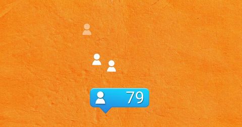 Network Connections with Digital Icons on Orange Background