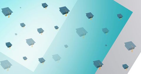 floating graduation caps on blue background - Download Free Stock Images Pikwizard.com