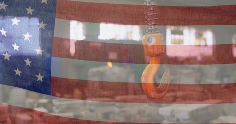American Industry Vision: Flag and Factory Hook Fusion - Download Free Stock Images Pikwizard.com