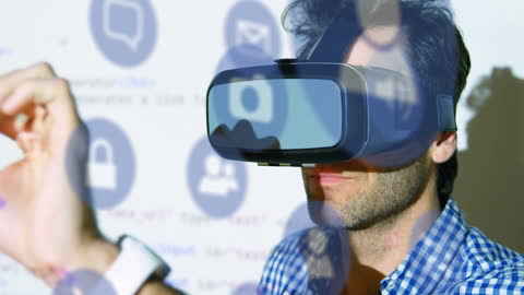 Businessman Engaging with Virtual Reality Innovative Technology