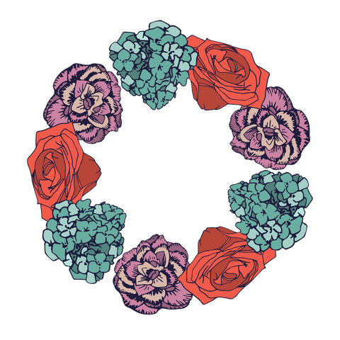 Circular Floral Arrangement with Copy Space on Transparent Background