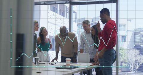 Digital Data Presentation in Modern Office Meeting