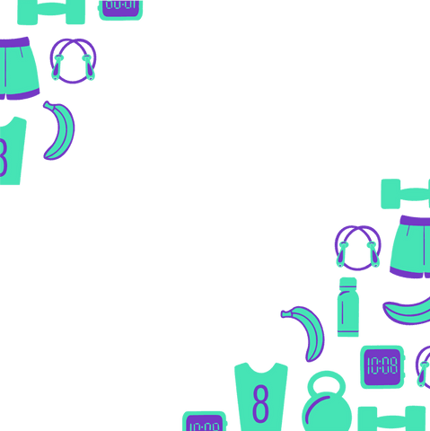 Seamless Fitness Equipment Pattern on Transparent Background for Gyms