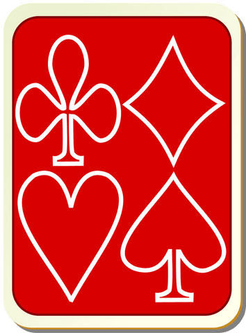 Transparent playing cards suits on bold red background