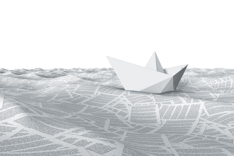 transparent paper boat floats on textual sea of sheets - Download Free Stock Videos Pikwizard.com