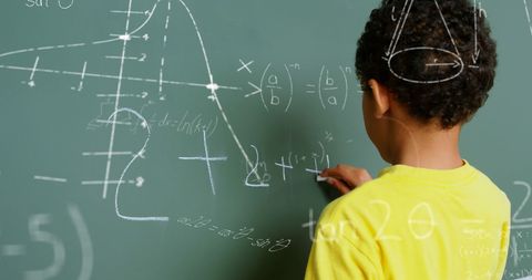 Young Student Writing Math Equations on Chalkboard - Download Free Stock Images Pikwizard.com