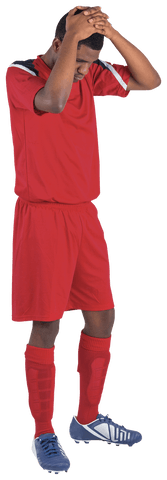 Disappointed African American Soccer Player in Red Negotiating Setback - Download Free Stock Videos Pikwizard.com