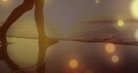 Serene Beach Walk at Sunrise with Bokeh Light
