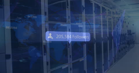 Global Social Media Network Overlaid on Data Servers