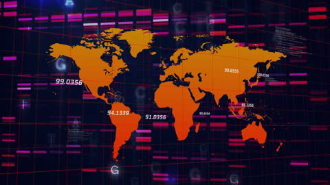 World Map with Global Business Technology Networks