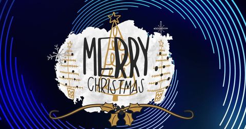 Festive Merry Christmas Graphic with Gold Accents