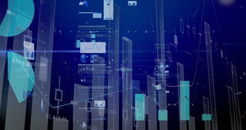 Futuristic Digital Data Visualization in Blue Tones - Download Free Stock Images Pikwizard.com