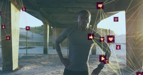 Tired African American Man Taking Break During Outdoor Workout