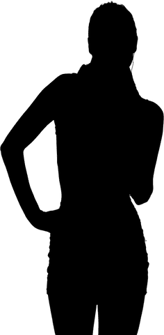 Confident woman silhouette with one hand on waist transparent background