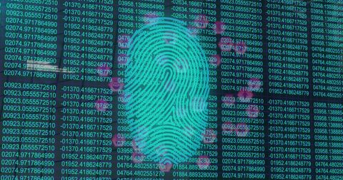 Digital Fingerprint with Media Icons Over Data Processing Interface - Download Free Stock Images Pikwizard.com