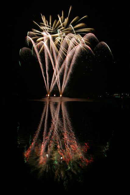 Colorful Fireworks Reflecting on Water at Night - Download Free Stock Photos Pikwizard.com