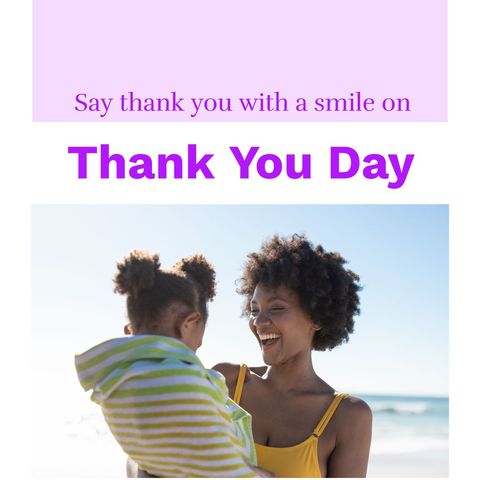 African American Mother and Daughter Celebrating Thank You Day at Beach