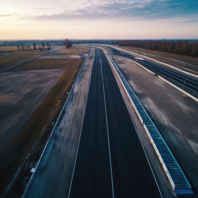 Aerial View of Empty Race Track at Sunset - Download Free Stock Images Pikwizard.com