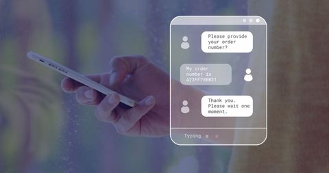 Close-up of Hand Holding Smartphone with Overlay Chat Messages - Download Free Stock Images Pikwizard.com