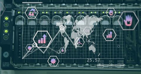 Global Digital Data Processing Futuristic Interface