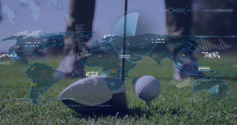 Golf driver with digital map overlay symbolizing precision and technology