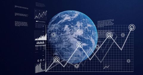Global Financial Data Processing Overlayed on Earth - Download Free Stock Images Pikwizard.com