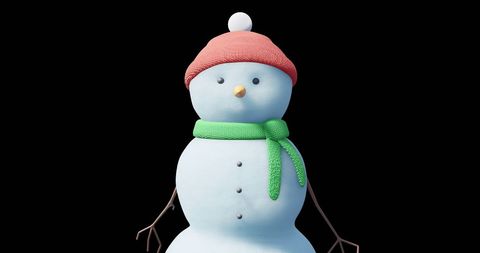 Festive Snowman with Red Hat and Green Scarf