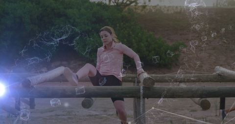 Woman Conquering Obstacle Course Digital Overlay - Download Free Stock Images Pikwizard.com