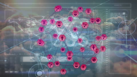 Digital Network Visualization with Global Connections Overlay