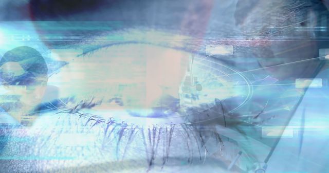 Image of eye and data processing with globe over diverse doctors - Download Free Stock Photos Pikwizard.com
