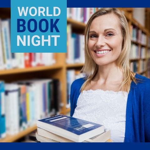 world book night celebration with smiling woman - Download Free Stock Templates Pikwizard.com