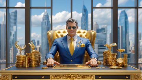 Successful millionaire businessman analyzing investments in modern office