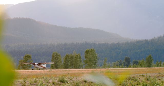 Small Airplane Preparing for Takeoff in Scenic Mountain Landscape - Download Free Stock Images Pikwizard.com