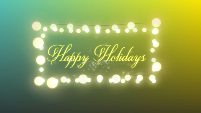 This festive image features 'Happy Holidays' text surrounded by glowing lights on a gradient green background. Ideal for holiday cards, social media posts, festive advertisements, and seasonal blog headers.