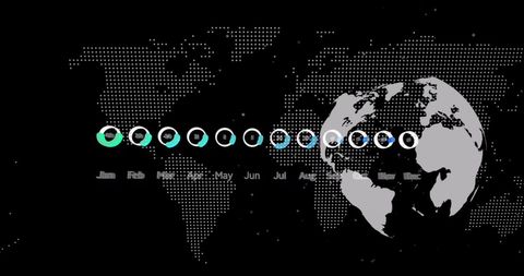 Global Data Processing Timeline Over Digital World Map - Download Free Stock Images Pikwizard.com