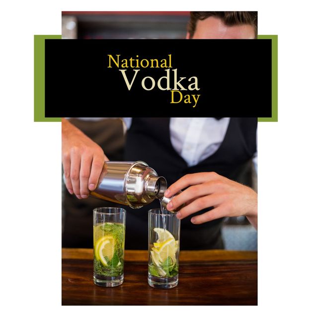 Bartender Serving Refreshing Cocktails on National Vodka Day Celebration - Download Free Stock Templates Pikwizard.com