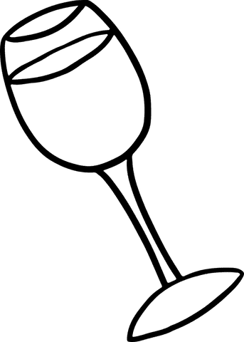 Stylized wine glass outline on transparent background