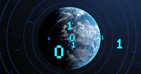 Globe with Digital Binary Code Overlay Illustrating Global Technology - Download Free Stock Images Pikwizard.com