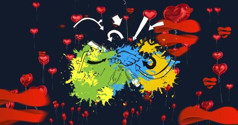 Vibrant Symbolic Icons with Red Hearts on Black Background - Download Free Stock Images Pikwizard.com