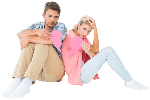 Transparent Couple Holding Broken Heart Halves in Emotional Pose - Download Free Stock Videos Pikwizard.com