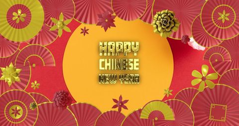 Happy Chinese New Year Festivity with Traditional Floral Design