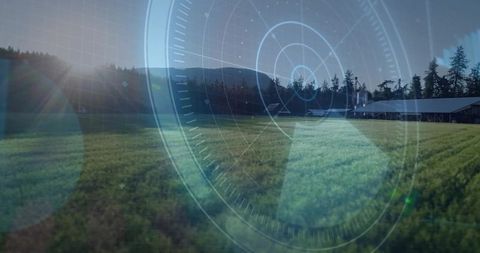 Scenic Farmland with Technological Innovation Overlay