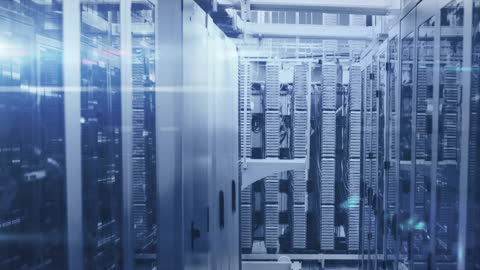 Modern Server Room with Futuristic Glow