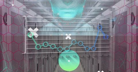 Statistical Data with Connections in a Digital Server Room - Download Free Stock Images Pikwizard.com