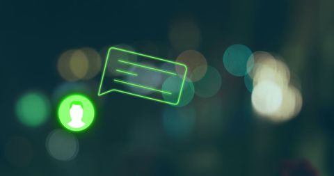 Digital social media icons with speech bubble overlay