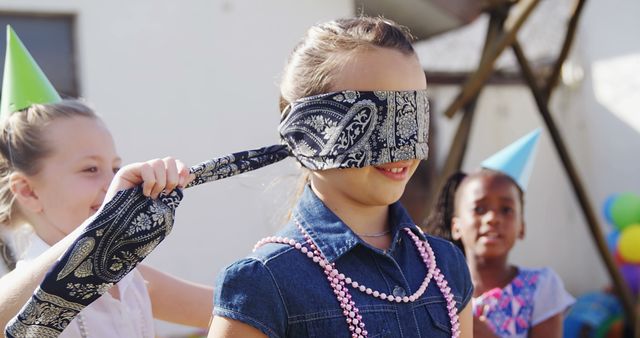 Children Playing Blindfold Game at Outdoor Birthday Party - Download Free Stock Images Pikwizard.com