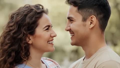 Coupled Exchange Warm Smiles with Affection in Serene Garden