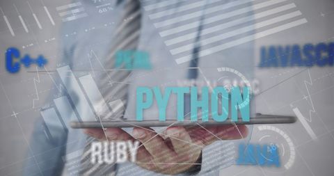 businessman presenting programming language network with focus on python - Download Free Stock Images Pikwizard.com